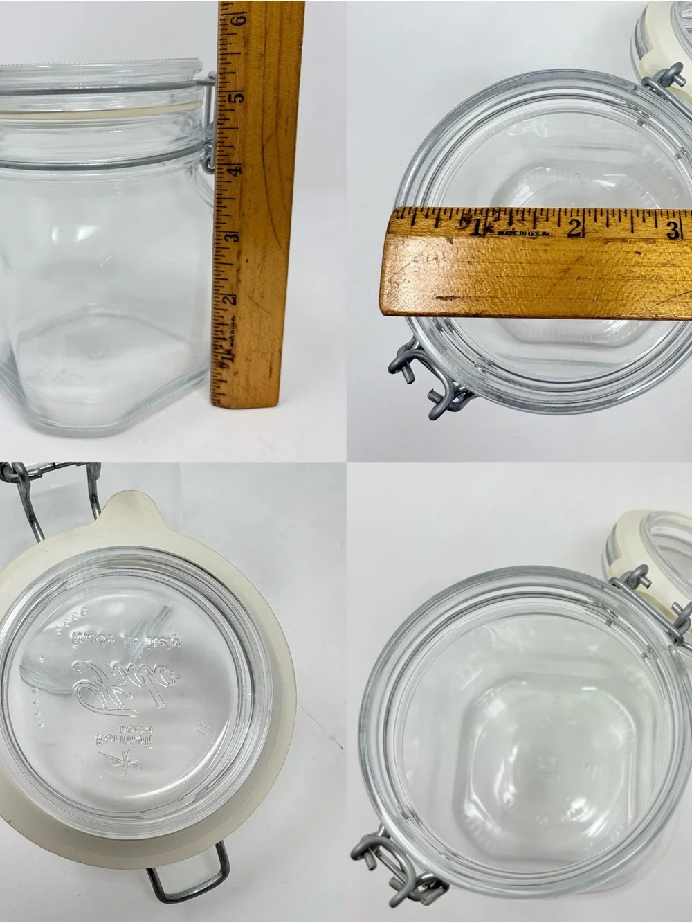 Lot of 3 Glass Container Jar With Lid Fido Bormioli Rocco 3/4 L Italy etc.